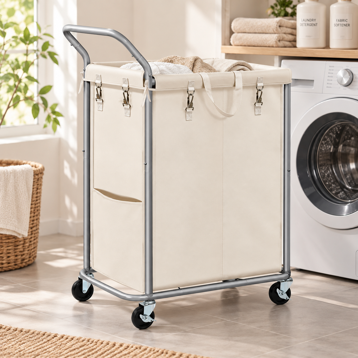 140L Double Rolling Laundry Hamper