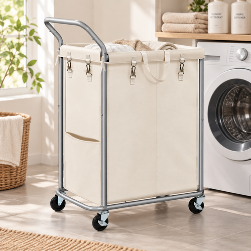 140L Double Rolling Laundry Hamper