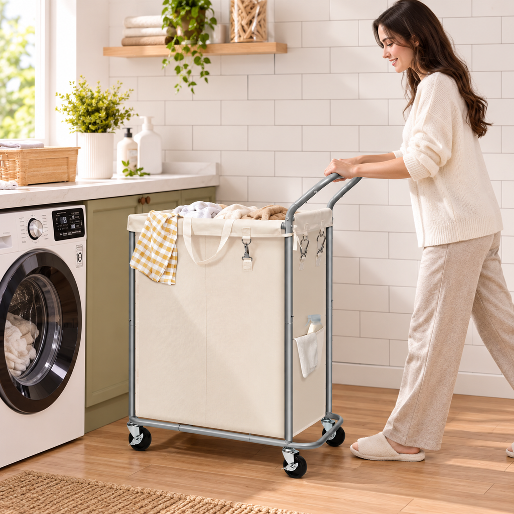 140L Double Rolling Laundry Hamper