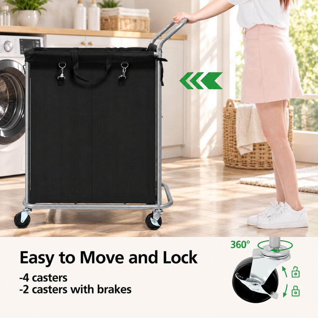 140L Double Rolling Laundry Hamper