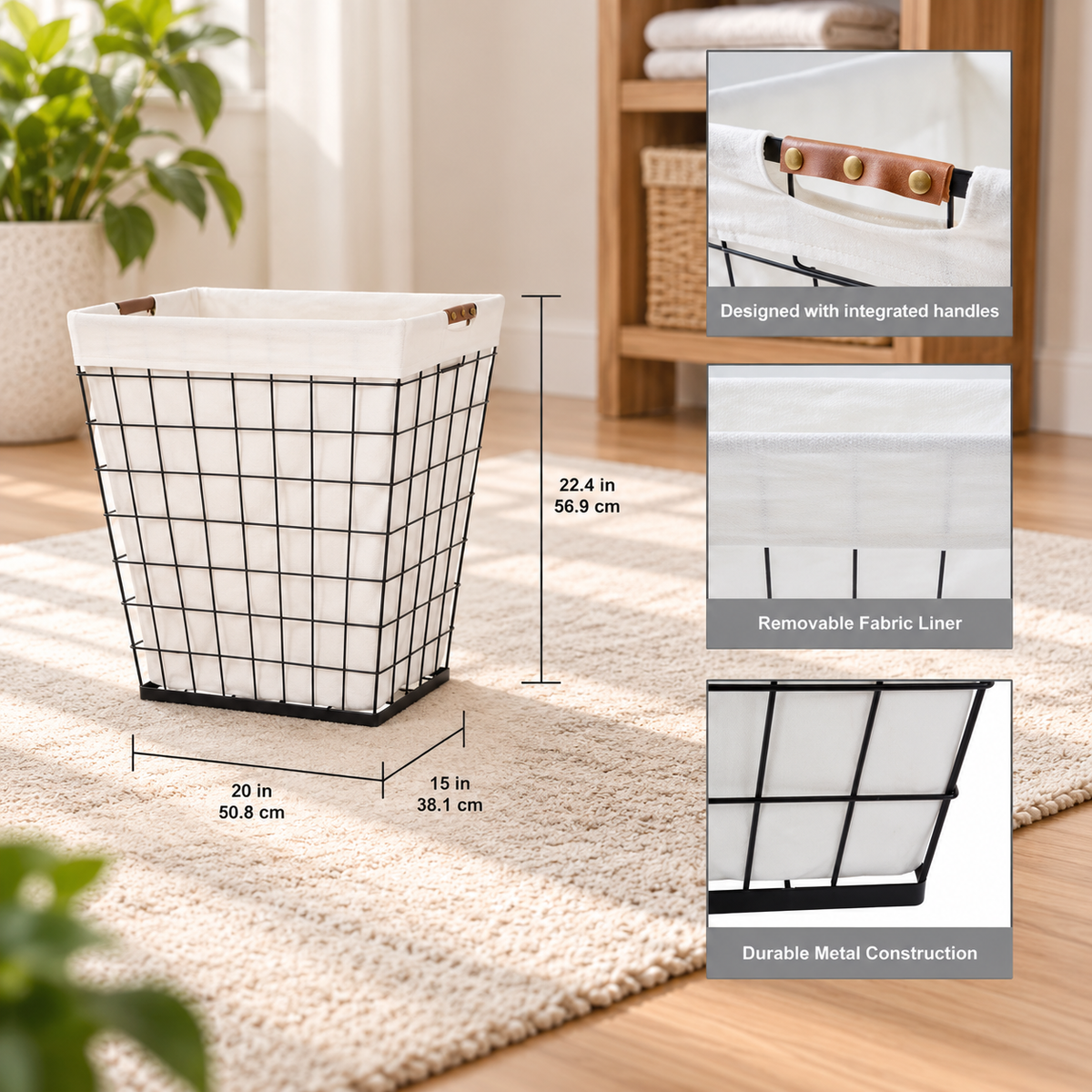 Steel Wire Laundry Hamper with Liner