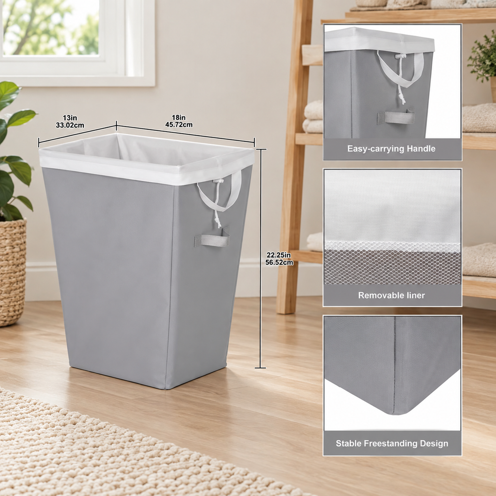 Slim Removable Liner Laundry Hamper