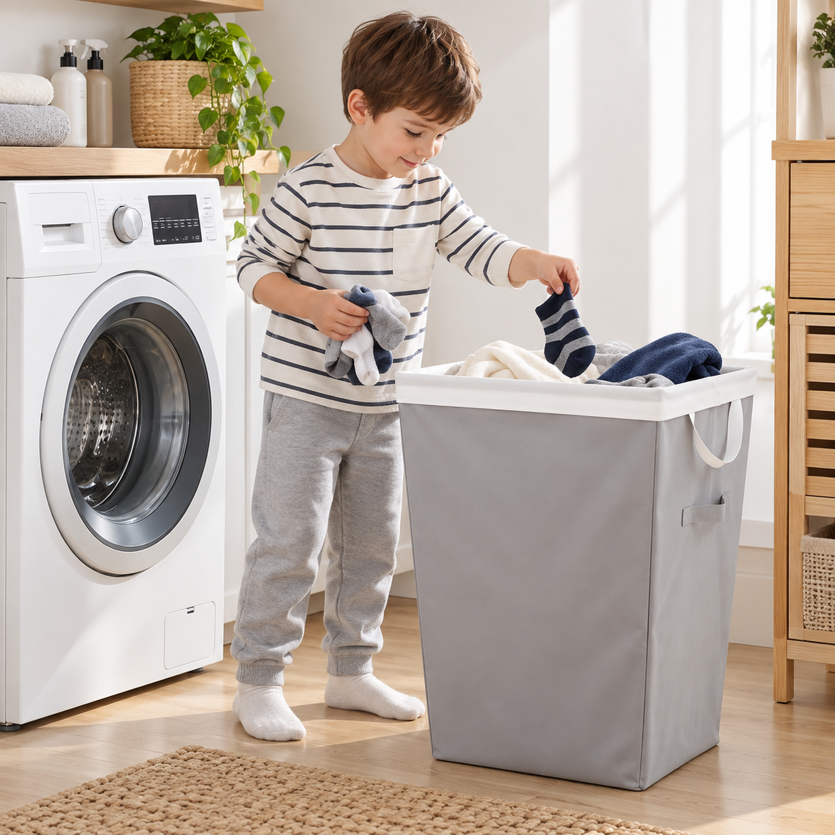 Slim Removable Liner Laundry Hamper